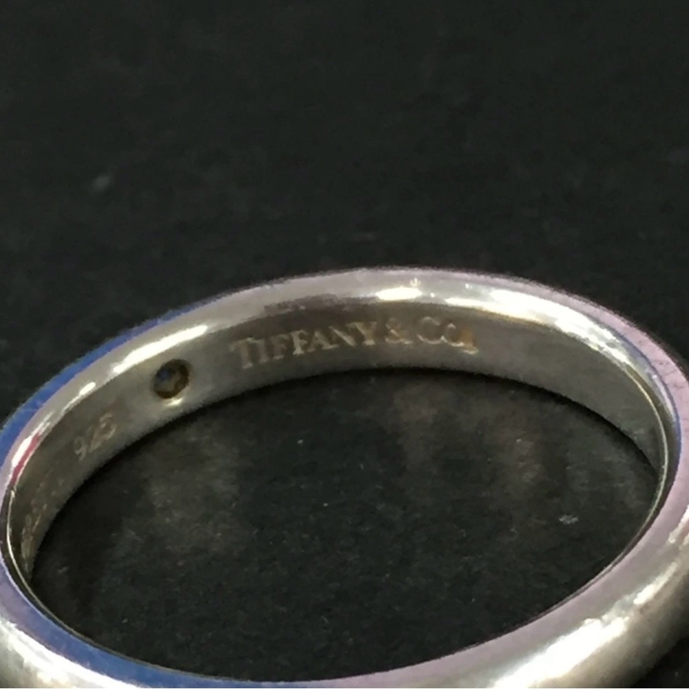 TIFFANY&CO. Silver 925 Elsa Peretti Sapphire Band Ring ISO sz:48 - Picture 7 of 8